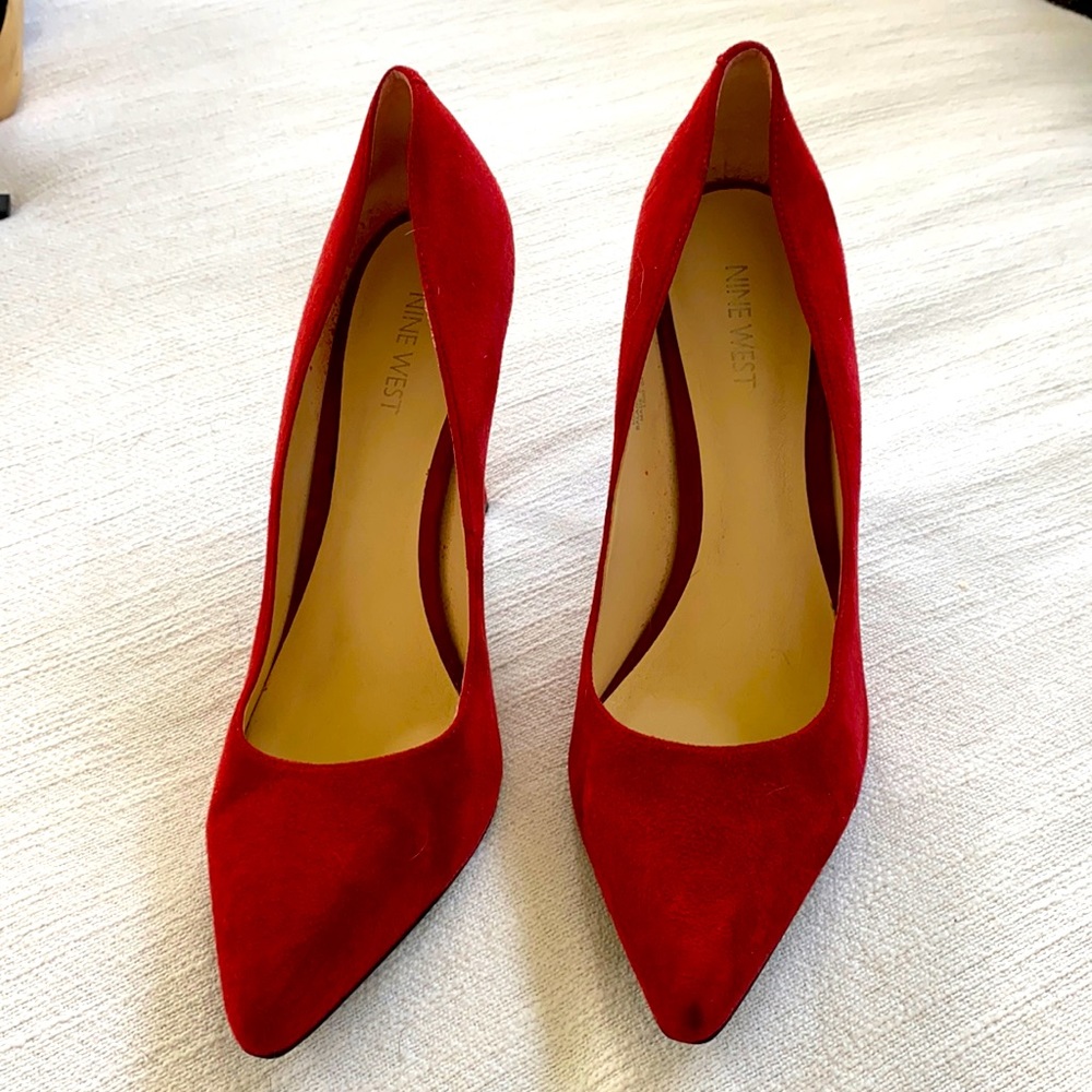 Nine West red suede heels